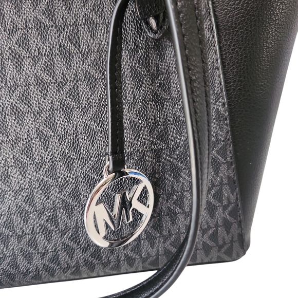 Michael Kors Black Tote with Signature MK Print - Picture 4 of 6